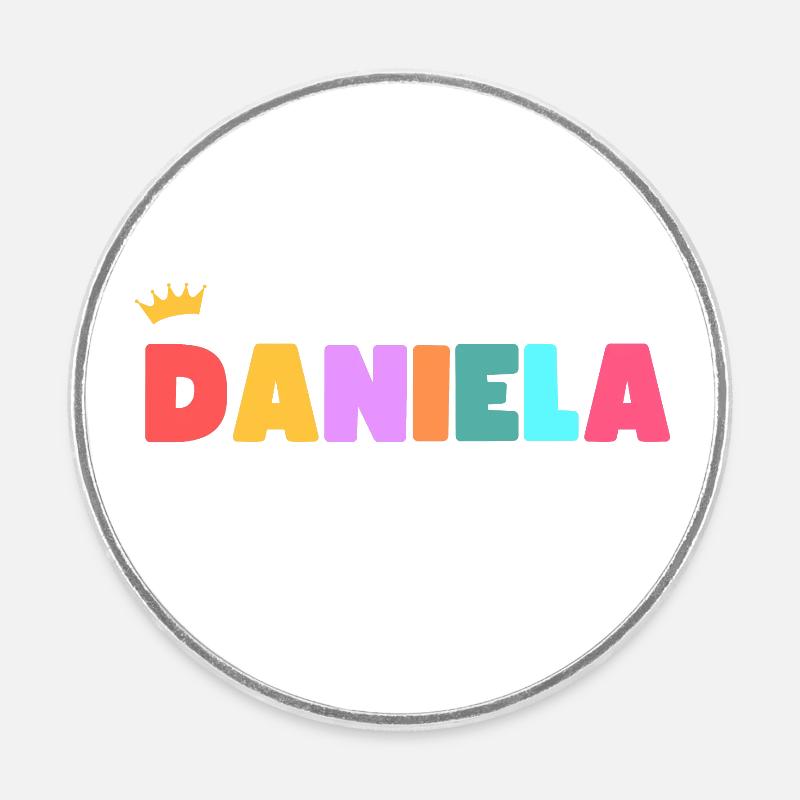 Daniela! Personnalisable - Magnet rond - blanc