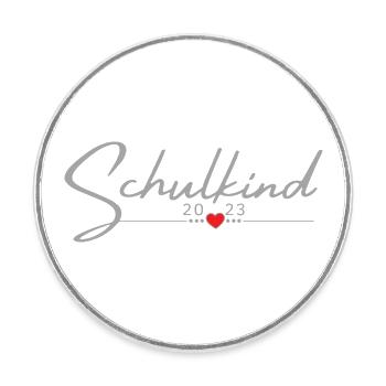 Schulkind Herz mit Namen personalisieren - Runder Kühlschrankmagnet - Weiß - Vorne