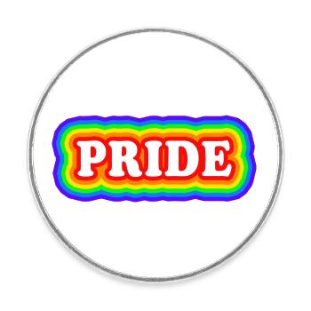 Retro Hippie PRIDE - Magnet rond - blanc - Devant
