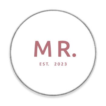 Mr. Est. 2023 Verlobung für die Hochzeitsfeier des Bräutigams - Runder Kühlschrankmagnet - Weiß - Vorne