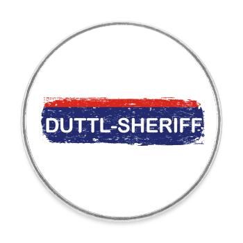 Politesse - Polizistin - Duttlsheriff - Mundart - Runder Kühlschrankmagnet - Weiß - Vorne
