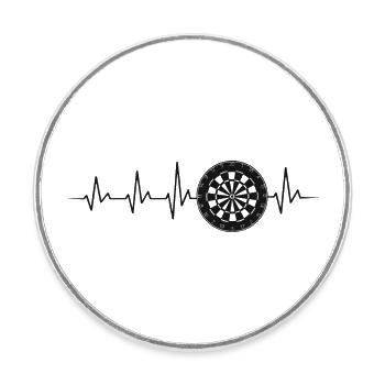 DART DARTBOARD HEARTBEAT DARTS DARTER CADEAU - Magnet rond - blanc - Devant