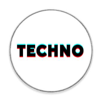TECHNO - Runder Kühlschrankmagnet - Weiß - Vorne