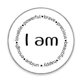 I Am – Positive Affirmationen Design - Runder Kühlschrankmagnet - Weiß - Vorne