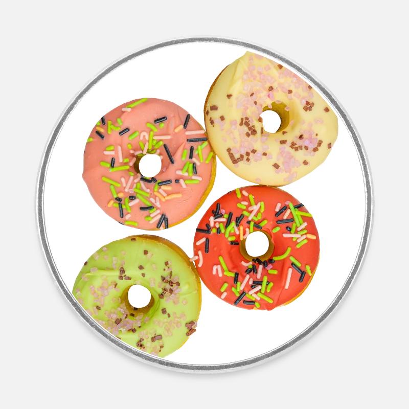 Farbenfrohe Donuts - Runder Kühlschrankmagnet - Weiß