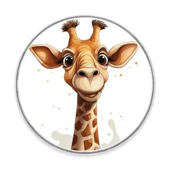 verrückte Giraffe - Runder Kühlschrankmagnet - Weiß - Vorne