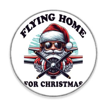 Pilot Santa Flying Home for Christmas Flugzeug - Runder Kühlschrankmagnet - Weiß - Vorne