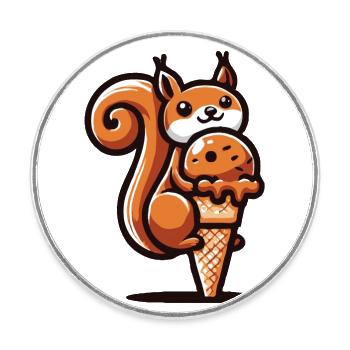 L’écureuil adore la crème glacée - Magnet rond - blanc - Devant