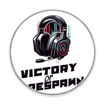 Victory or Respawn Gaming Sprüche Shirt - Runder Kühlschrankmagnet - Weiß - Vorne