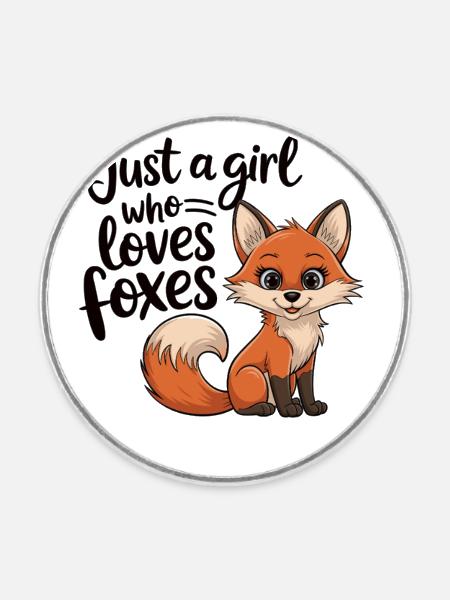 Fox in love – cheeky, sweet & smart! - Round fridge magnet - white