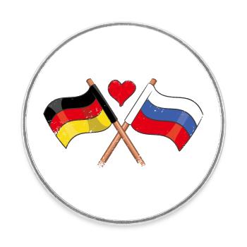 I love Russia Germany Flag Heart Flag - Round  fridge magnet - white - Front
