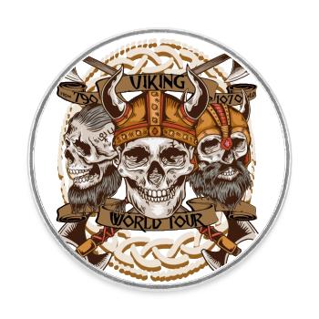 Chemise World Tour – Viking Skull Design Celtes - Magnet rond - blanc - Devant