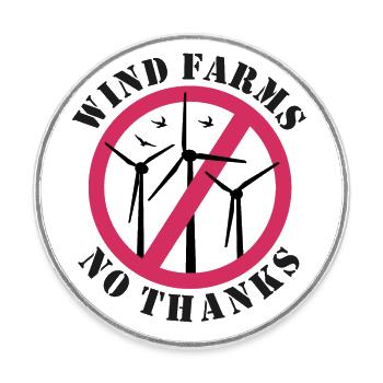 Wind Farms No Thanks, Stop Wind Energy - Round  fridge magnet - white - Front