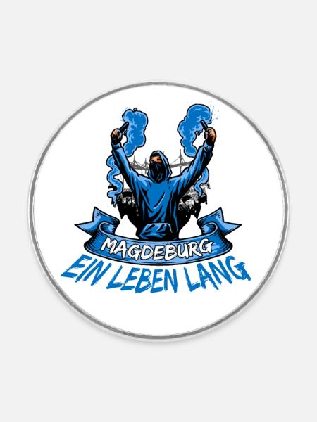 Magdeburg ein Leben lang - Runder Kühlschrankmagnet - Weiß