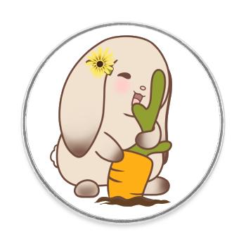 Adorable Gardening Bunny - Round  fridge magnet - white - Front