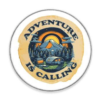 Adventure is calling - Round  fridge magnet - white - Front