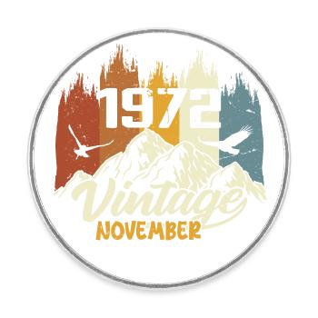 53. Geburtstag - Legendär Seit November 1972 - Runder Kühlschrankmagnet - Weiß - Vorne