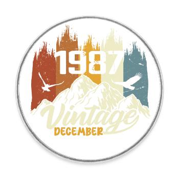 Cadeau d’anniversaire né en décembre 1987 - Magnet rond - blanc - Devant