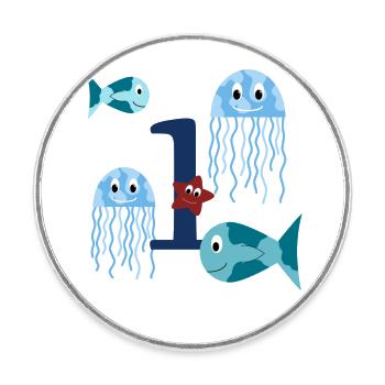 Marine animals - Round  fridge magnet - white - Front