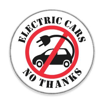 Electric Cars No Thanks - Round  fridge magnet - white - Front