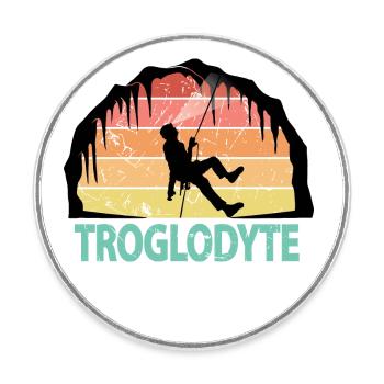 Troglodyte drôle de spéléologie - Spéléologie de l’explorateur de grottes - Magnet rond - blanc - Devant