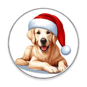 Golden Retriever Heiligabend Spirit - Runder Kühlschrankmagnet - Weiß - Vorne