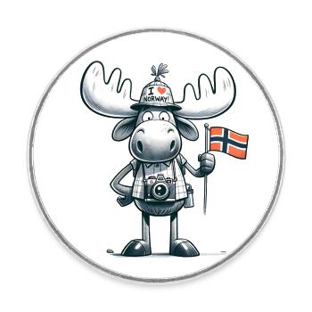 Orignal passionné de Norvège - Magnet rond - blanc - Devant