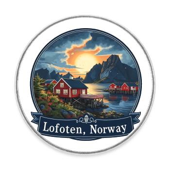 Lofoten Norwegen - Runder Kühlschrankmagnet - Weiß - Vorne