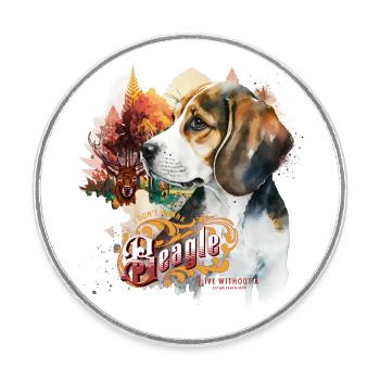 Beagle - Round  fridge magnet - white - Front