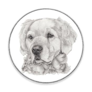 Golden Retriever - Round  fridge magnet - white - Front