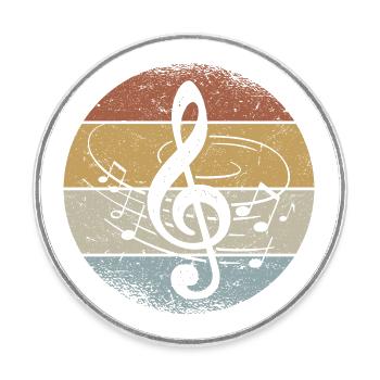 Claviers de violon Notes de musique Retro Clef - Magnet rond - blanc - Devant