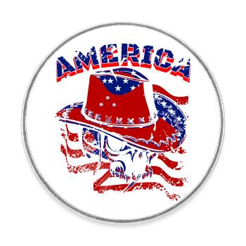 Ein Schöner Cowboy Schädel mit US Flaggen Design - Runder Kühlschrankmagnet - Weiß - Vorne
