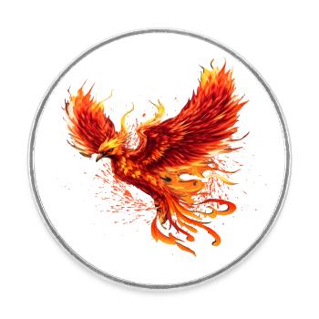 Phoenix Firebird majestic power Animal - Round  fridge magnet - white - Front
