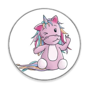Unicorn Peace - Round  fridge magnet - white - Front