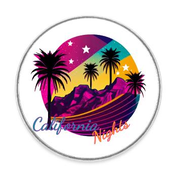 California Popart Retro Stil - Runder Kühlschrankmagnet - Weiß - Vorne