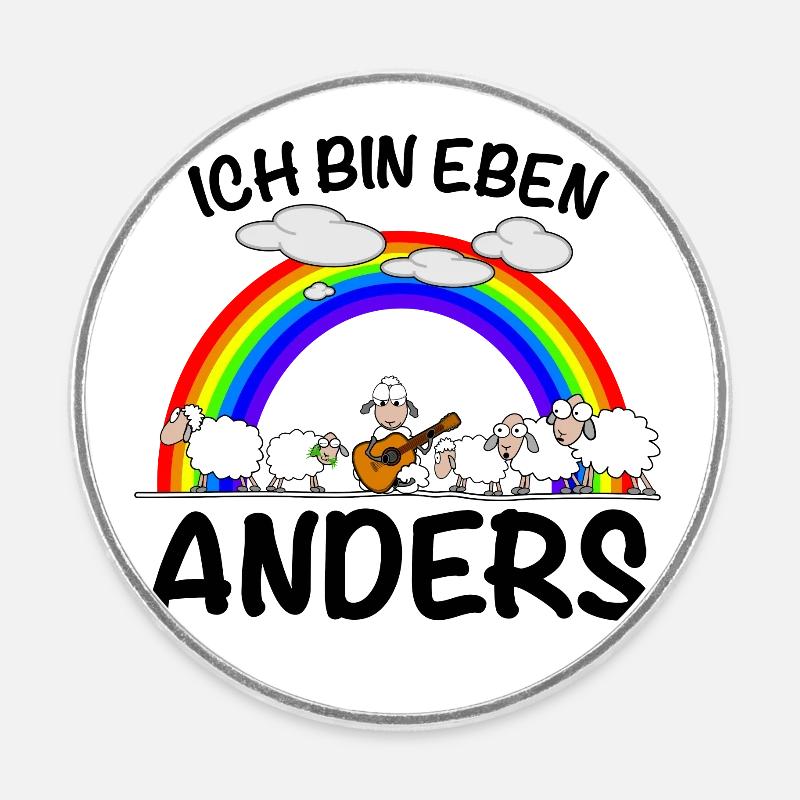 Schaf spielt Gitarre und ist anders - Runder Kühlschrankmagnet - Weiß