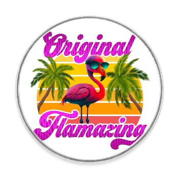 Original Flamazing Flamingo Summer Party Celebrations - Round  fridge magnet - white - Front