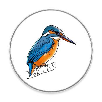 Martin-pêcheur - Magnet rond - blanc - Devant