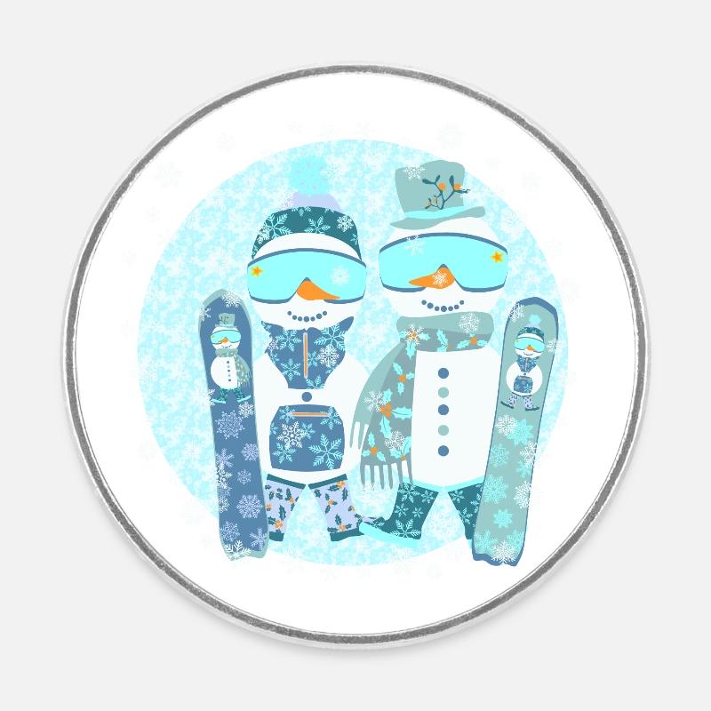Patrouille de snowboard givrée - Magnet rond - blanc