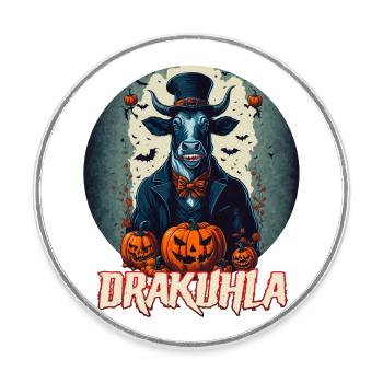Dracula Kuh Vampir Drakuhla - Runder Kühlschrankmagnet - Weiß - Vorne