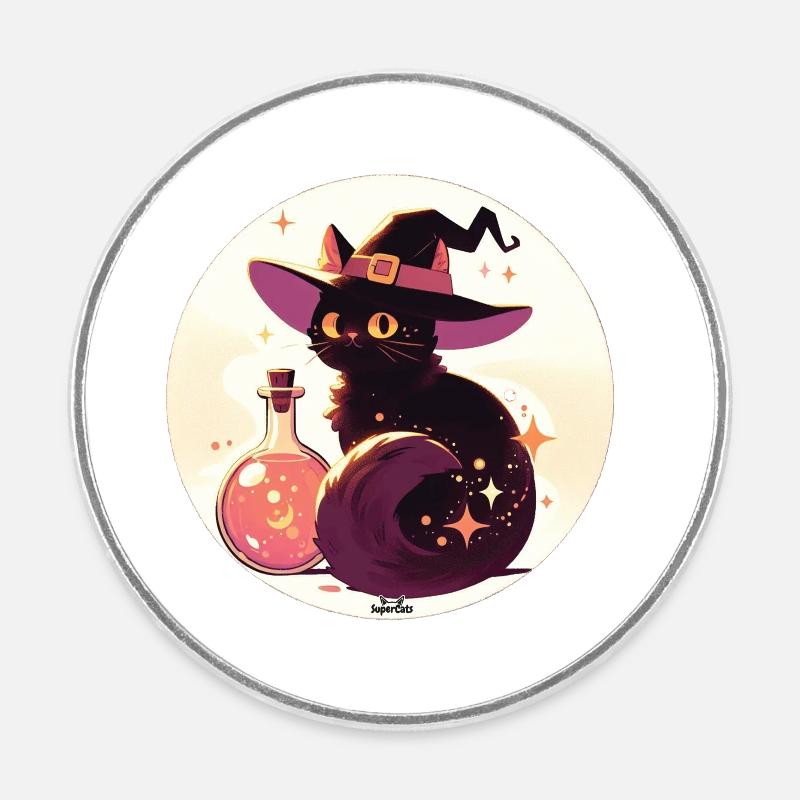 Potion Cat 3 - Magnet rond - blanc