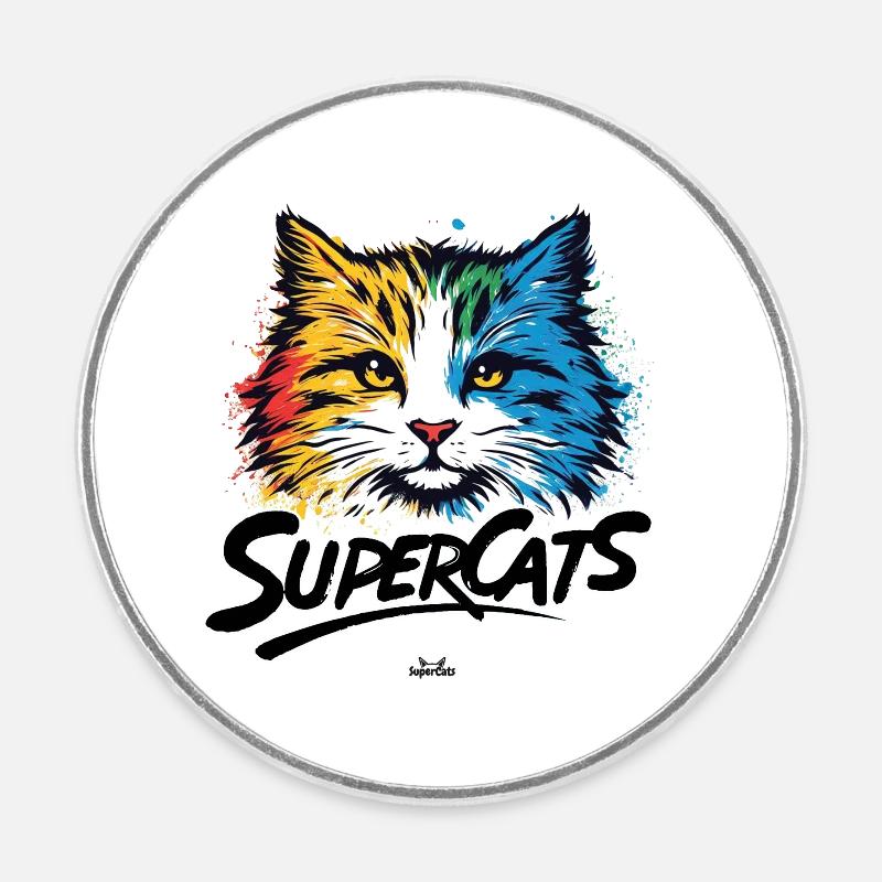 Supercats Logo 1 - Round  fridge magnet - white