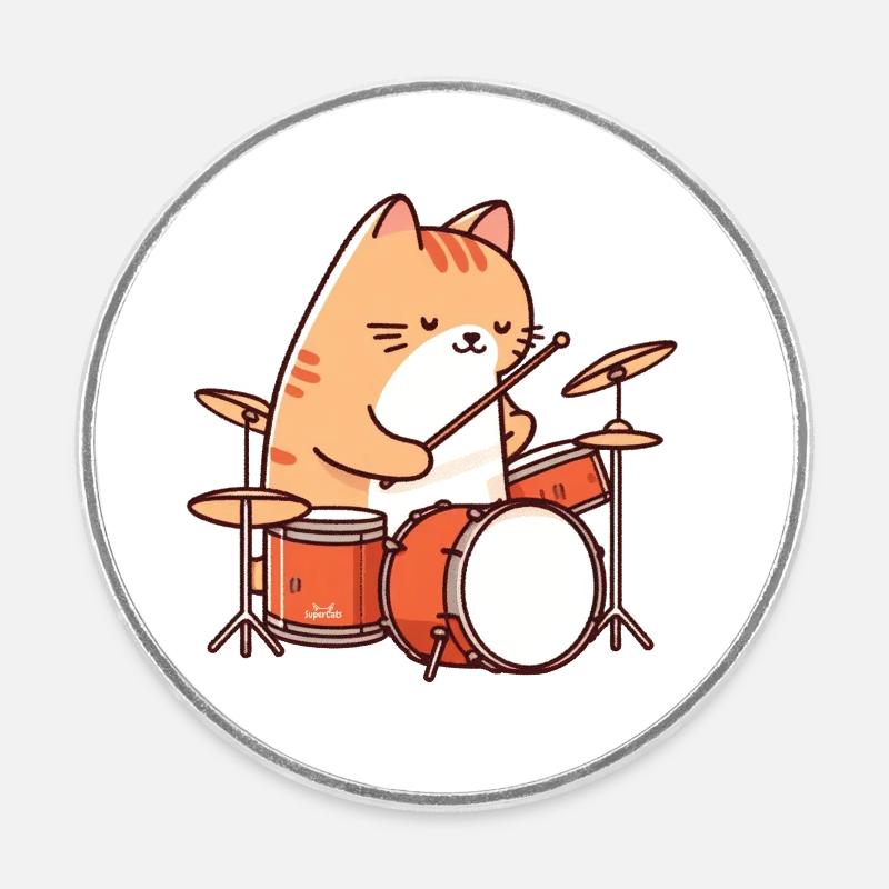 Batter Cat - Round  fridge magnet - white