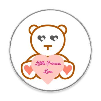 Kleine Prinzessin Lena - Runder Kühlschrankmagnet - Weiß - Vorne