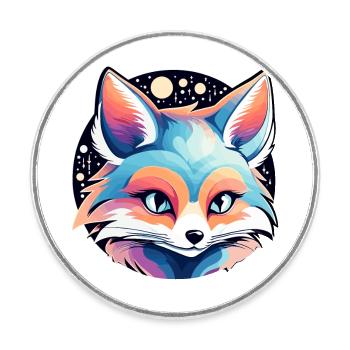 Dessin de renard - Magnet rond - blanc - Devant