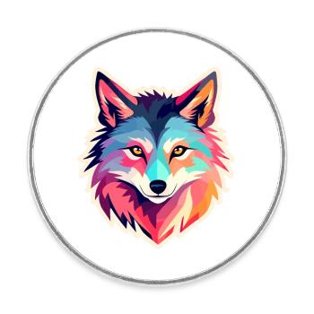 Dessin de loup - Magnet rond - blanc - Devant