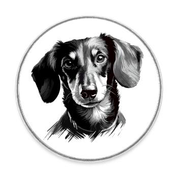 Dachshund Drawing - Round  fridge magnet - white - Front