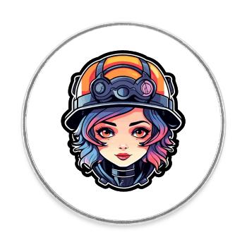 Dessin de pompier - Magnet rond - blanc - Devant