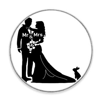 Newlyweds with bunny - Round  fridge magnet - white - Front
