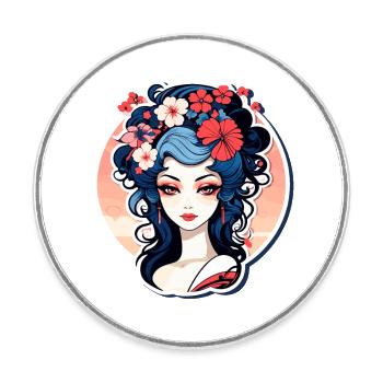 Geisha Illustration - Round  fridge magnet - white - Front